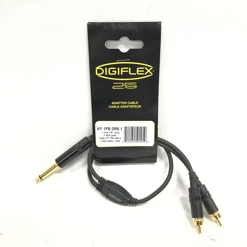 Digiflex HY-1PB-2RB-1 1/4" Jack to 2 RCA Jacks 1ft