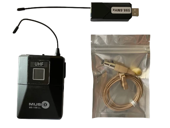 Music8 M8-15B LL Professional Wireless System w/ USB Receiver and Lavalier Mic and Beltpack Transmitter