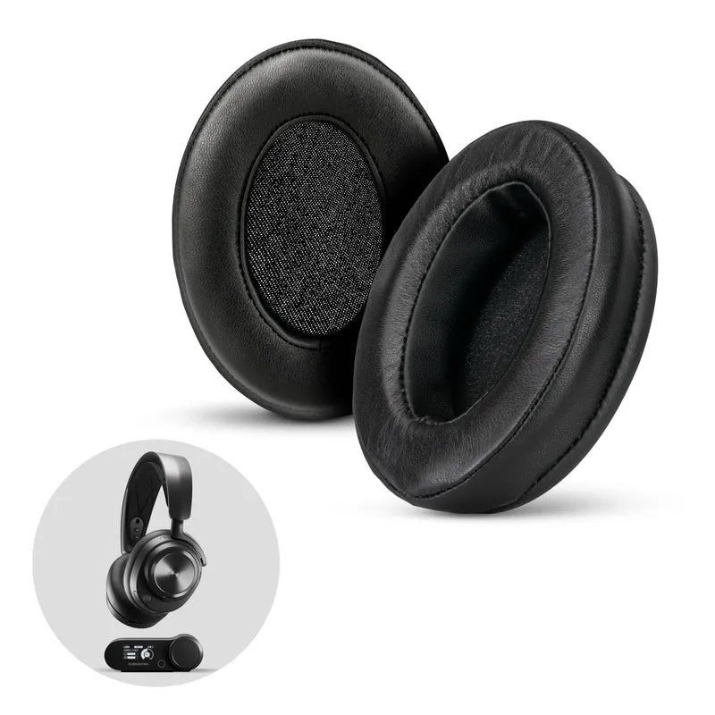 Coussinets d'oreille en cuir de mouton véritable pour casques Steelseries Arctis Nova Pro Wireless, Nova Pro Omni et Nova Elite - Mousse à mémoire de forme et cuir de mouton souple