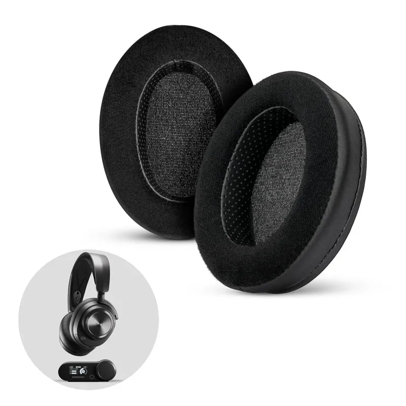 Coussinets d'oreille hybrides pour casques Steelseries Arctis Nova Pro Wireless, Nova Pro Omni et Nova Elite - Mousse à mémoire de forme avec revêtement en velours et cuir PU