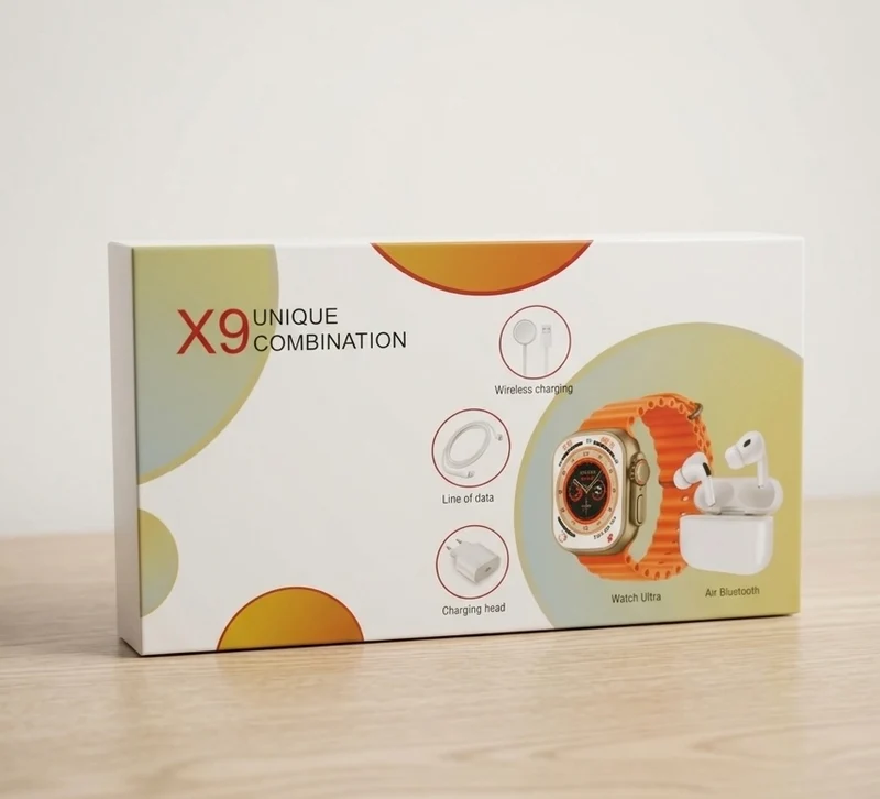 Pack Multimédia X9 Combinaison Unique – Smartwatch Ultra & Écouteurs Sans Fil