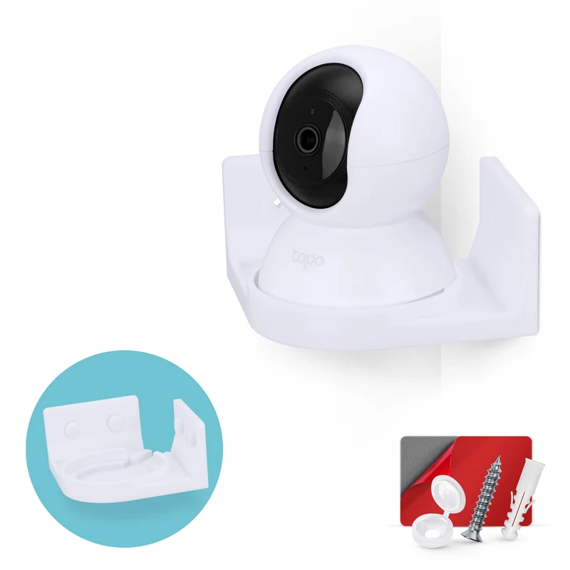 Lekap Dinding Penjuru untuk Tapo Pan/Tilt C200/C210 Pet & Baby Camera Indoor, Pendakap Pemegang Kamera Keselamatan, Kurangkan Bintik Buta & Kekacauan, Pelekat & Pemasangan Skru Dalam