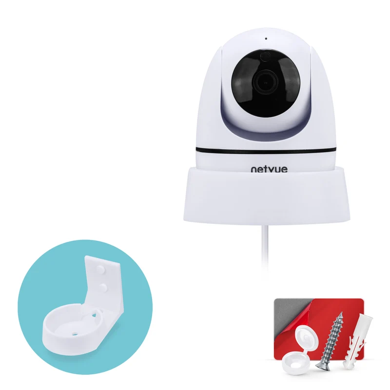 Pemasangan Dinding untuk Kamera Dalaman Haiwan Kesayangan & Bayi NETVUE NI-342, Pendakap Pemegang Kamera Keselamatan Pelekat, Kurangkan Bintik Buta & Kekacauan, Pelekat & Pemasangan Skru Dalam