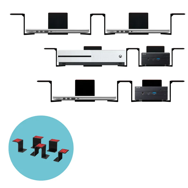 Kembar Di Bawah Meja Komputer riba & Pemegang Peranti Lekapkan, Pelekat & Skru Masuk, Peranti sehingga 3" Seperti Komputer Kecil Komputer riba Macbook Permukaan Papan Kekunci Penghala Modem Kotak Kabel Suis Rangkaian & Banyak Lagi