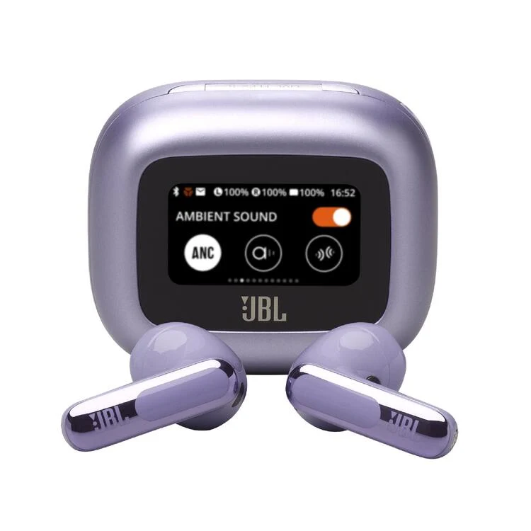 JBL Live Flex 3 | Casque intra-auriculaire - Sans fil - Réduction du bruit - Écran tactile 1,45" - Violet