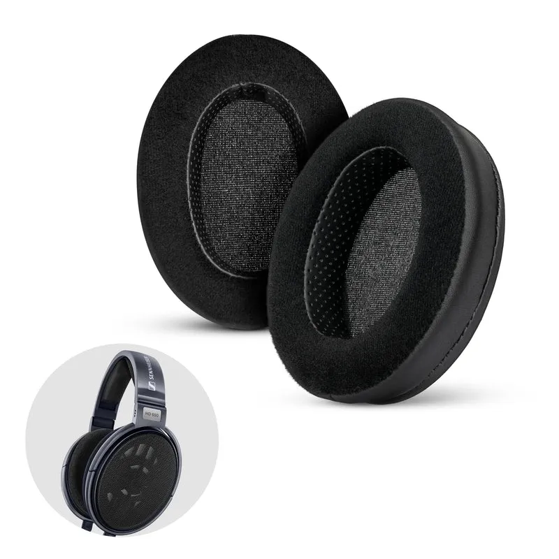 Coussinets hybrides épais pour écouteurs Sennheiser HD600, HD650, HD660S, HD525, HD535, HD545 et Massdrop HD58X, HD6XX – Mousse à mémoire de forme avec matériau hybride en velours et cuir PU