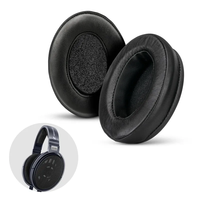 Coussinets en peau de mouton pour écouteurs Sennheiser HD600, HD650, HD660S, HD525, HD535, HD545 et Massdrop HD58X, HD6XX – Mousse à mémoire de forme avec cuir de mouton souple