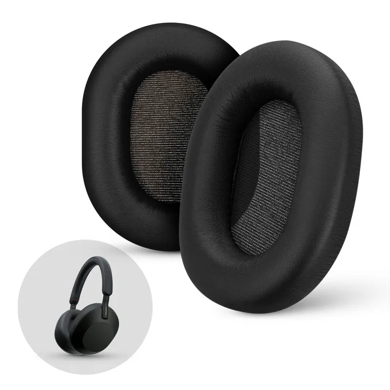 Pad Telinga Gantian Sony WH-1000XM5 - Kusyen Pad Telinga Kulit PU Lembut & Busa Memori Untuk Keselesaan Tambahan, Pemasangan Mudah & Pantas
