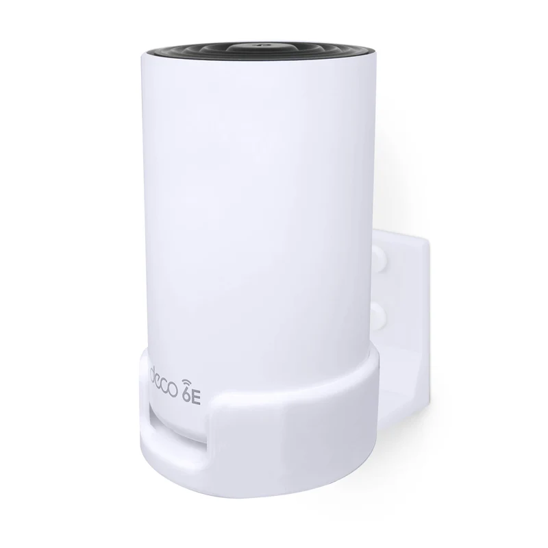 Pelekap Dinding Tanpa Skru untuk TP-Link Deco X68, XE70, XE75, XE75 PRO, AXE5300 & AXE5400, Mudah Dipasang, Tiada Kucar-kacir, Kurangkan Gangguan & Tingkatkan Julat, Lekat Pada Pendakap Pelekat, Putih Oleh Brainwavz