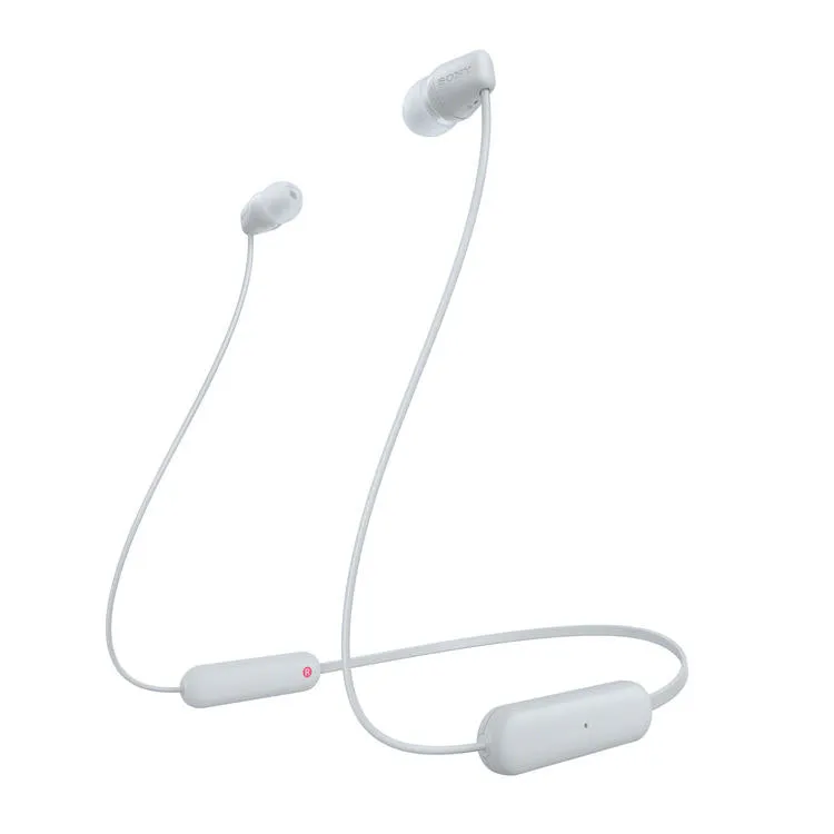 Sony WI-C100 | Écouteurs intra-auriculaires - Sans fil - Bluetooth - Tour de cou - Microphone - IPX4 - Blanc