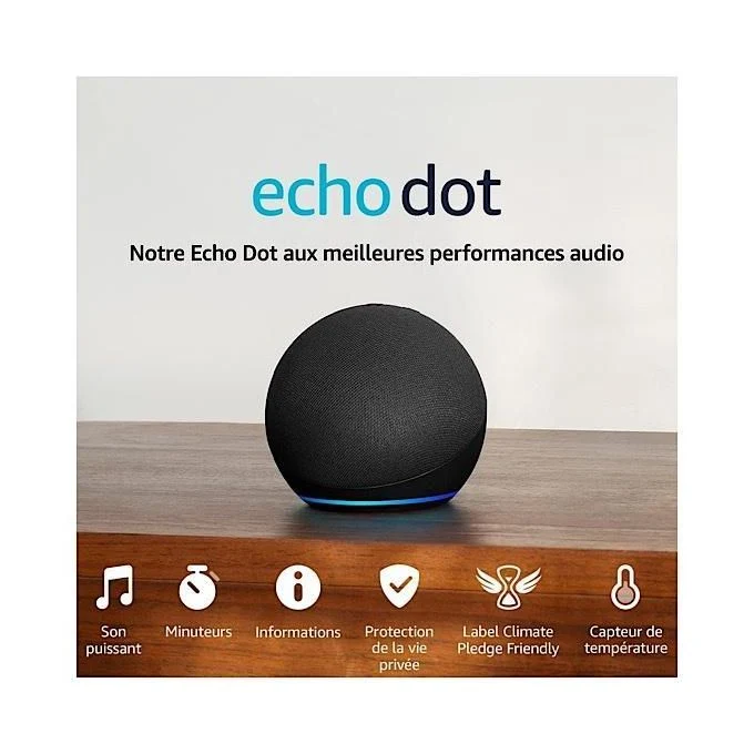Echo Amazon Dot 5e génération Bluetooth et Wi-Fi – Noir