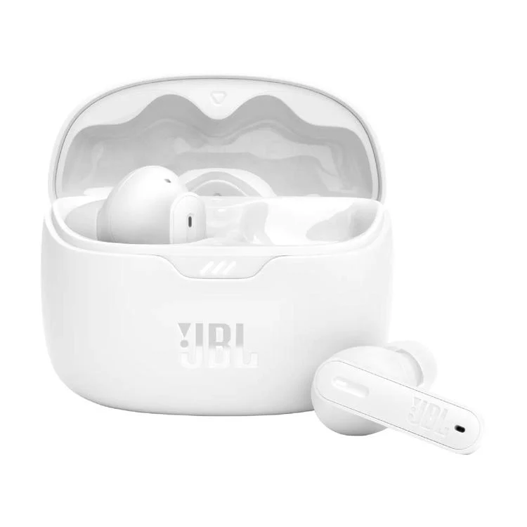 JBL Tune Beam | Casque intra-auriculaire - Vraiment sans fil - Bluetooth - Smart Ambient - Design stick-open - Blanc