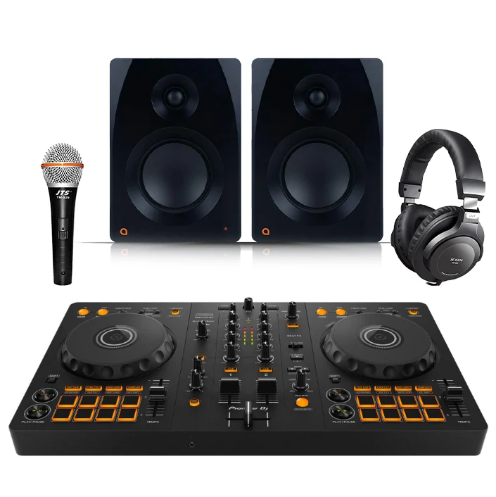 Pioneer DJ FLX-4 + Artesia M-200 + Icon Pro Audio HP200 + JTS TM-929 Microphone (Bundle)