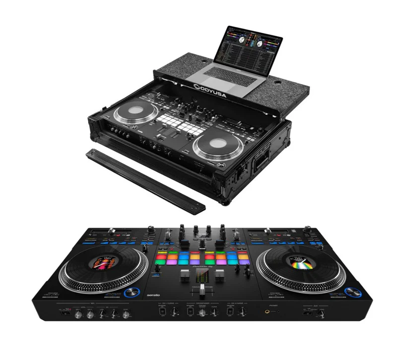Pioneer DJ DDJ-REV7 + Odyssey Case Black Label Glide Style Flight Case with Wheels