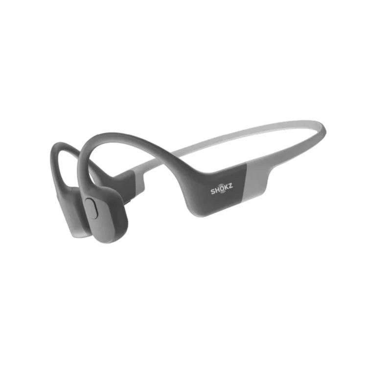 SHOKZ OpenRun | Casque d'écoute à écouteurs ouverts à conduction osseuse - Sport - Bluetooth - 8 heures d'autonomie - Gris