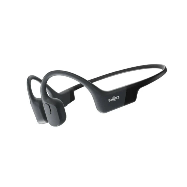 SHOKZ OpenRun | Casque d'écoute à écouteurs ouverts à conduction osseuse - Sport - Bluetooth - 8 heures d'autonomie - Noir
