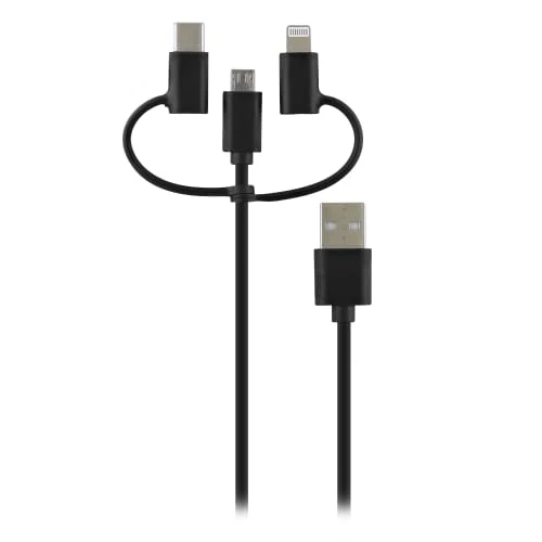 Câble USB 3 en 1 Micro USB - USB-C - Lightning