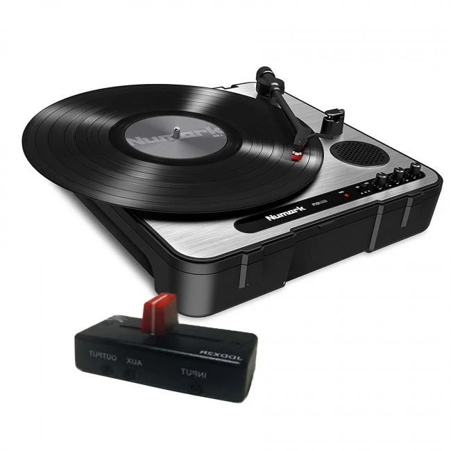 Numark PT01 USB Portable Turntable with Jesse Dean JDDX2R Fader in OG Black