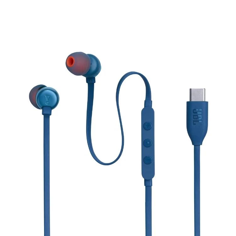 JBL Tune 310C | Casque intra-auriculaire - filaire - USB-C - télécommande 3 boutons - bleu