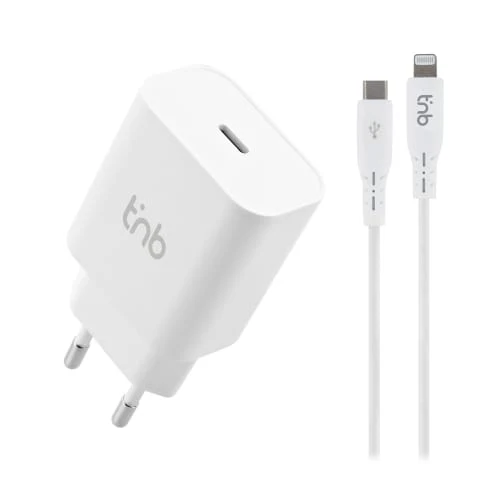 Pack de charge secteur 1 USB Type-C Power Delivery 20W + câble USB Type-C vers Lightning