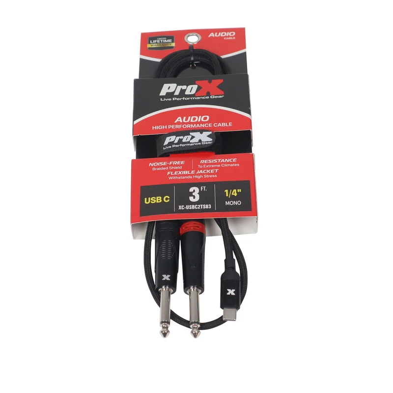 ProX 3FT USB-C to Dual 1/4" TS Cable