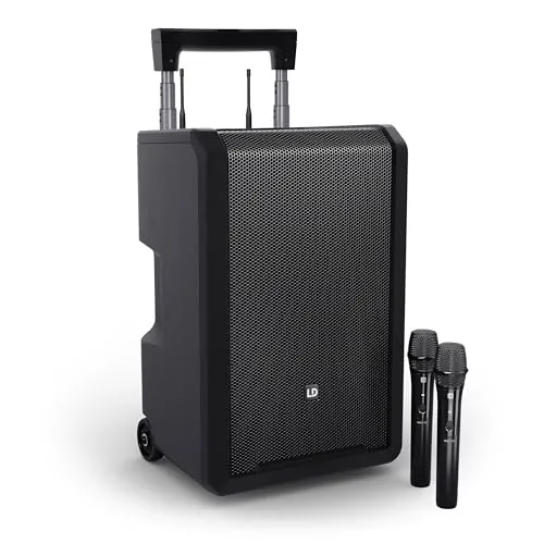LD Systems ANNY 10 HHD2 Battery-Powered Bluetooth 10" PA Speaker with 2 Handheld Microphones (B51: 512 to 542 MHz)
