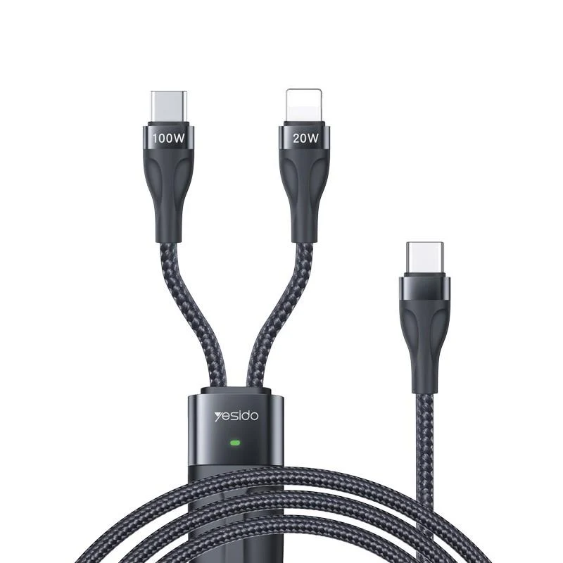 YESIDO CABLE CA87 100W TYPE-C/2IN1 1,4M 3,5A BLACK
