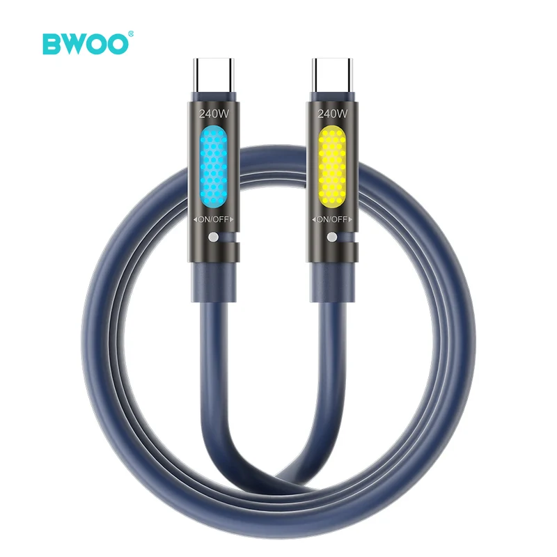 BWOO 240W Type C to Type C Data scented Cable With RGB Lighting Black X325C-C