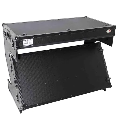 ProX DJ Z-Table MK2 Portable Z-Style DJ Table Flight Case with Handles & Wheels (Black on Black)