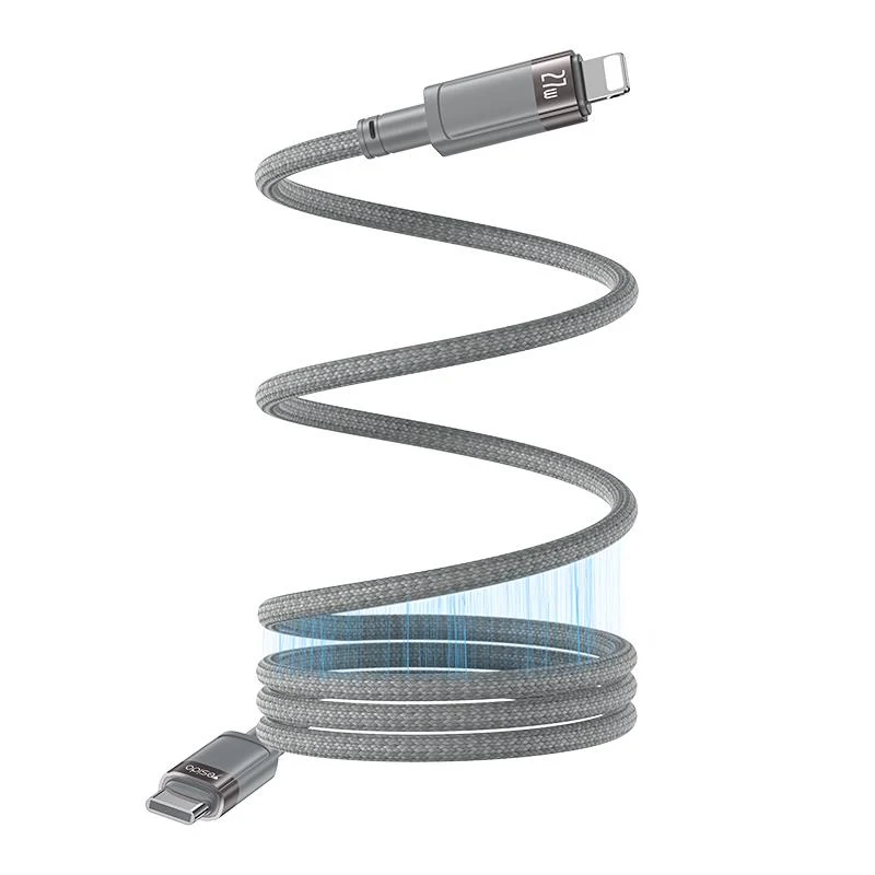 YESIDO MAGNETIC CABLE CA172L 27W TYPE-C/LIGHTNING 1M 3A GREY