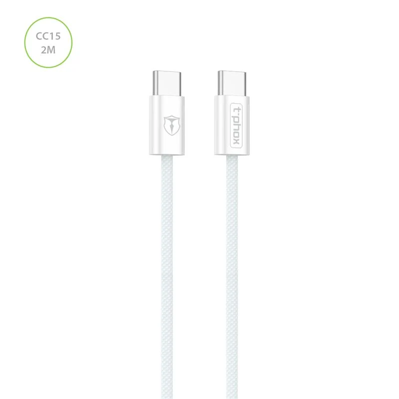 T-PHOX CABLE CC15 SERIES USB-C/USB-C 60W 3A 2M WHITE