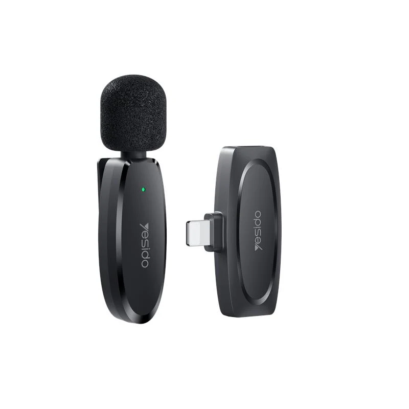 YESIDO MICROPHONE MEMS WITH CLIP KR12 LIGHTNING WIRELESS 2,4GHz, BLACK