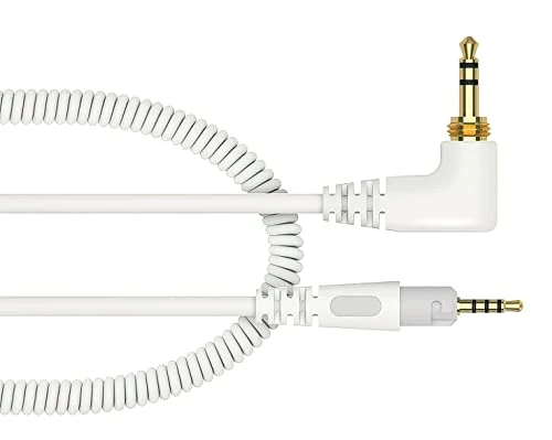Pioneer DJ HC-CA0701-W Coiled Cable for HDJ-S7 Headphones (White, 3.9')