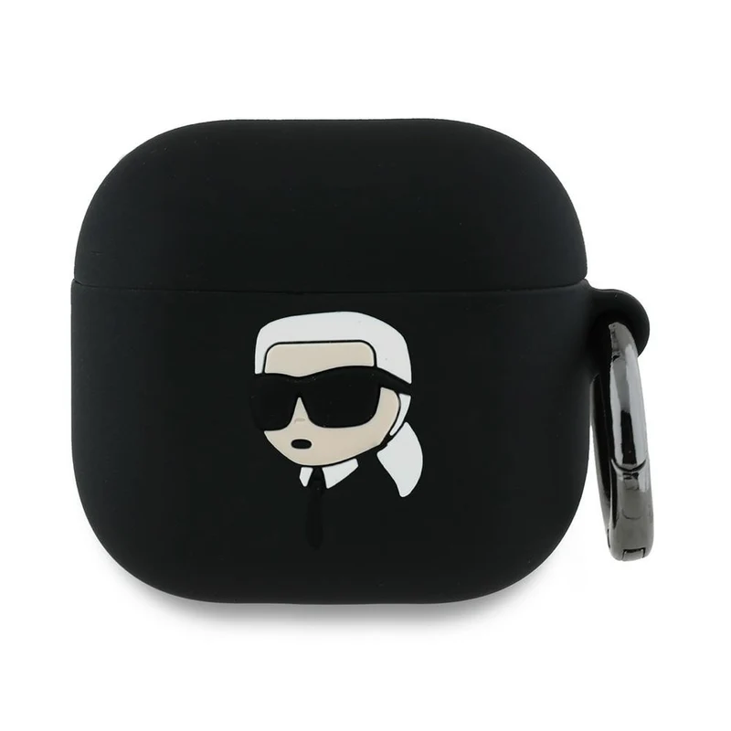 Karl Lagerfeld Cover for AirPods 4 Silicone Karl Head 3D Black