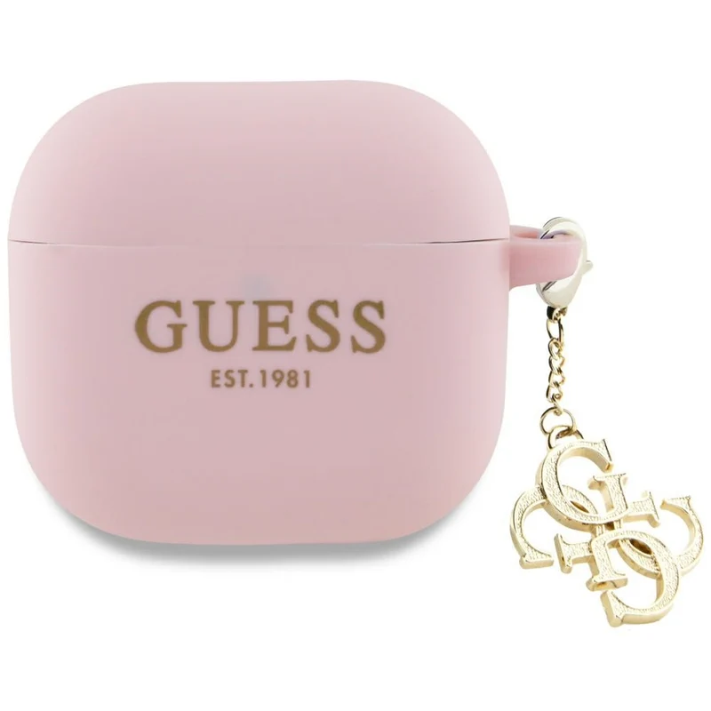Guess Cover for AirPods 4 Silicone 4G Charm Pink