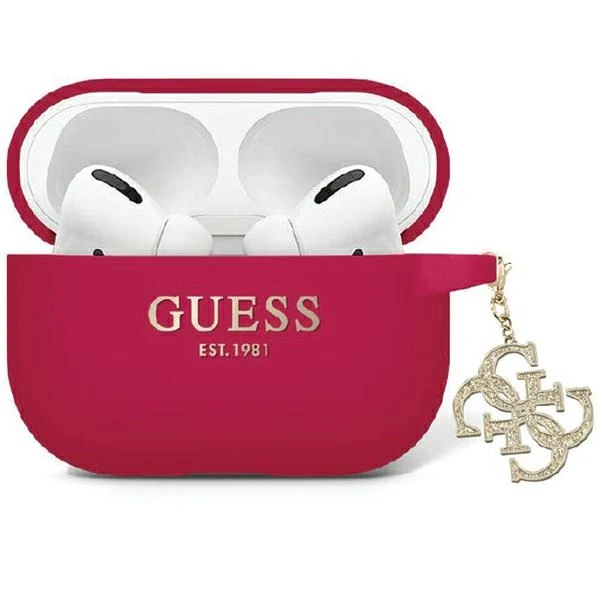 Guess case for Airpods Pro 2 GUAP2LECG4M magenta Silicone 4G Strassed Charm