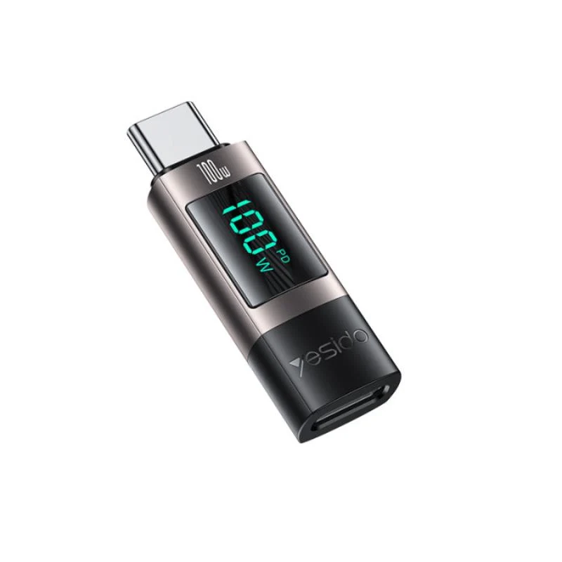 YESIDO OTG ADAPTER GS24 TYP-C/TYPE-C LED 100W BLACK