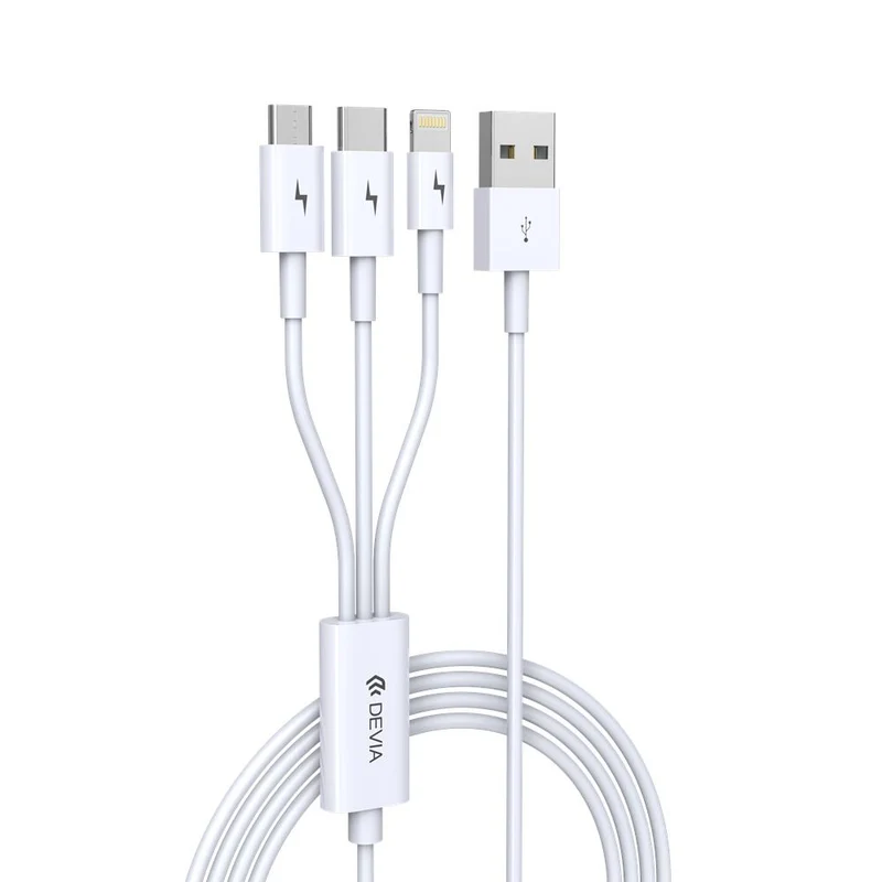 Câble 3-en-1 Devia EC141 — USB-C/Lightning/microUSB 1,2m