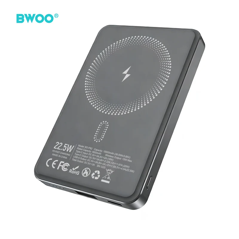Chargeur BWOO P82 BO 10000mAh 15W sans fil magnétique gris