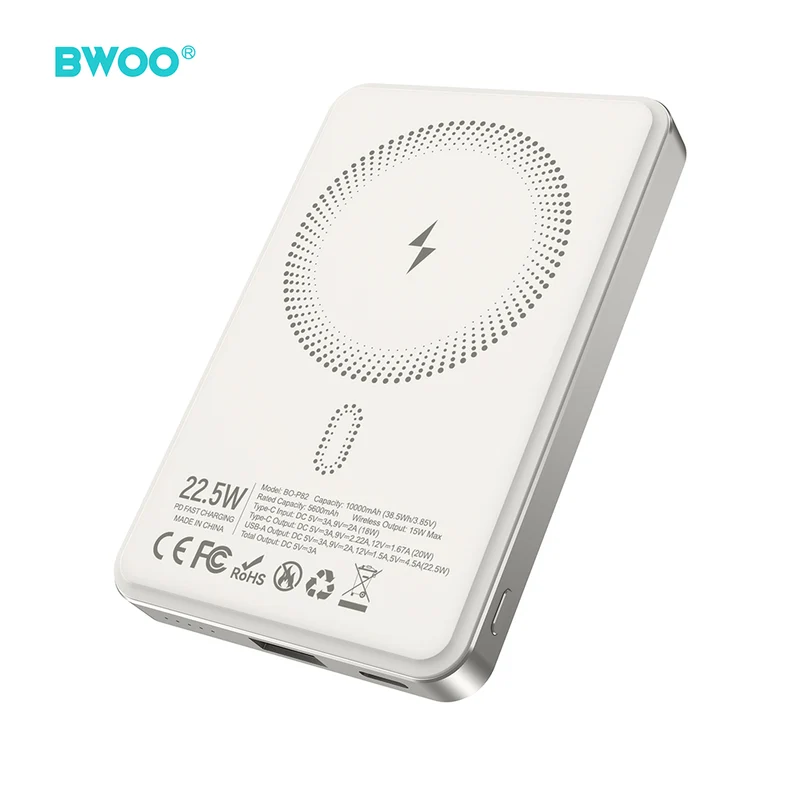 Chargeur BWOO P82 BO 10000mAh 15W sans fil magnétique gris