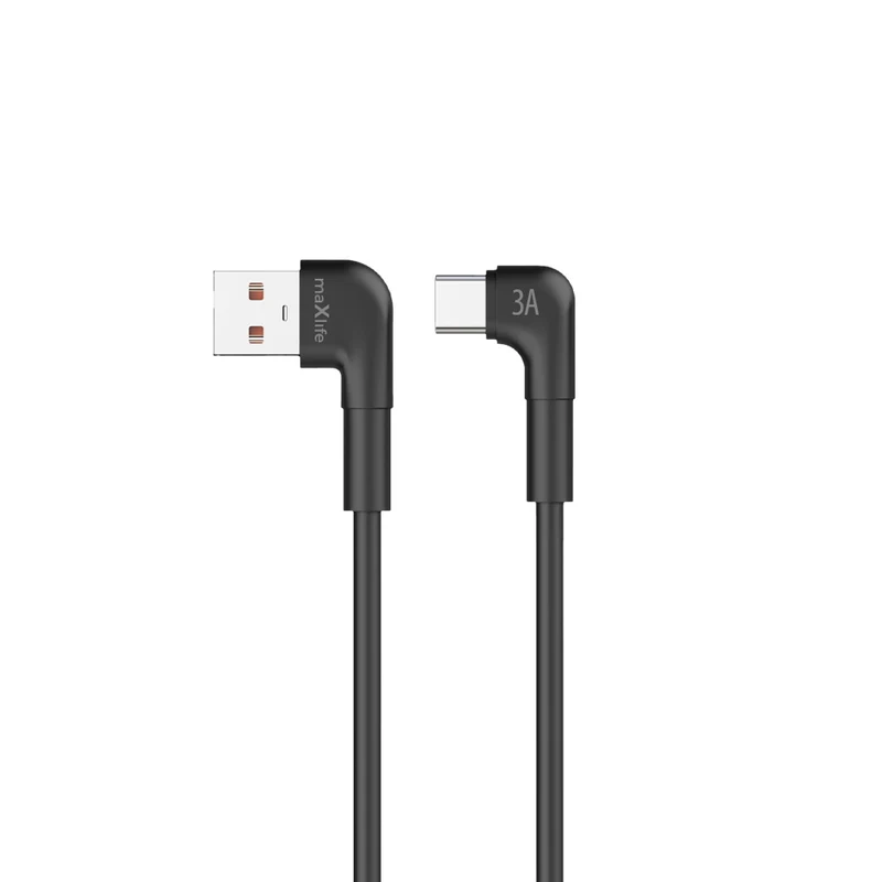 Câble USB-C Maxlife MXUC-09 — 2m, 3A, coudé