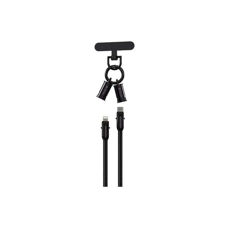 Câble Lanyard 2-en-1 USB-C/Lightning Devia PD 0,3m 27W noir