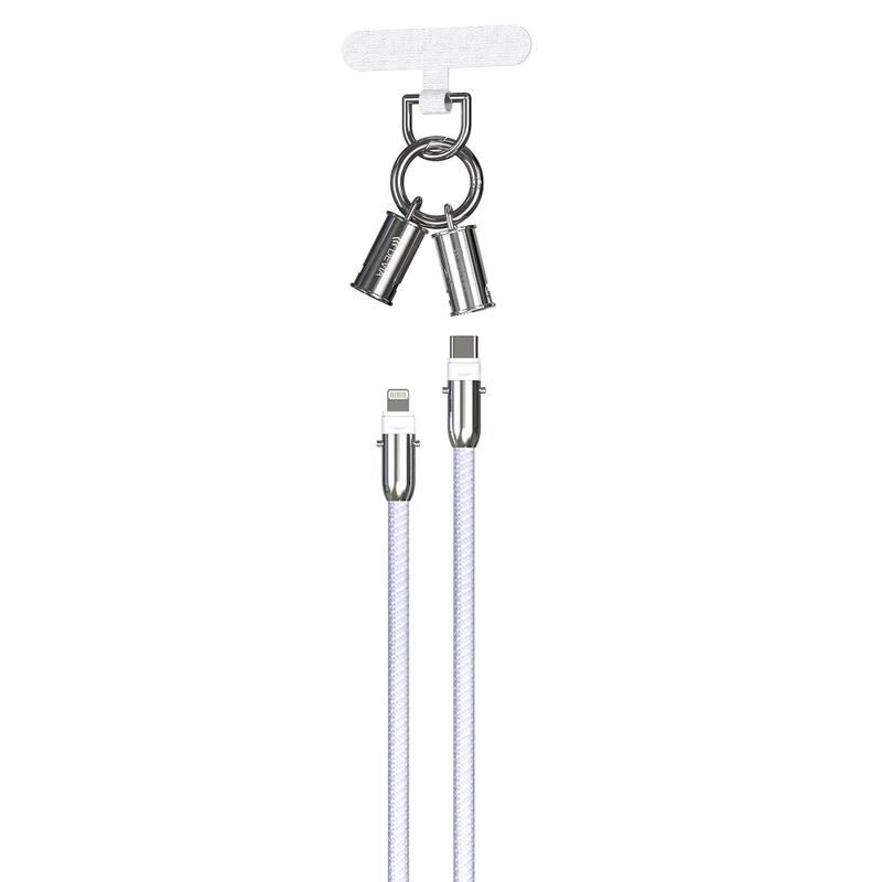 Câble Lanyard 2 en 1 Devia USB-C vers Lightning 1,2 m — 27W Violet