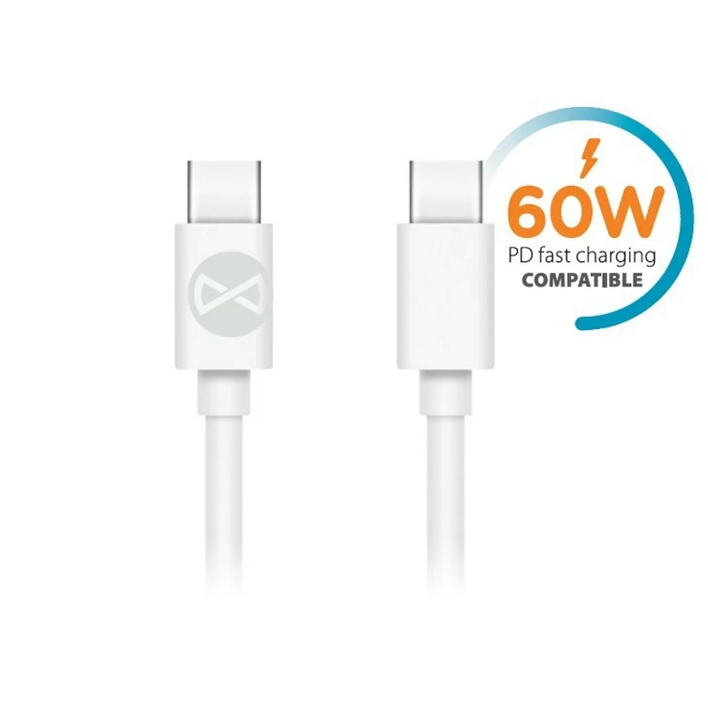 Câble USB-C Forever pour chargement et transfert — 1,0 m 60W blanc