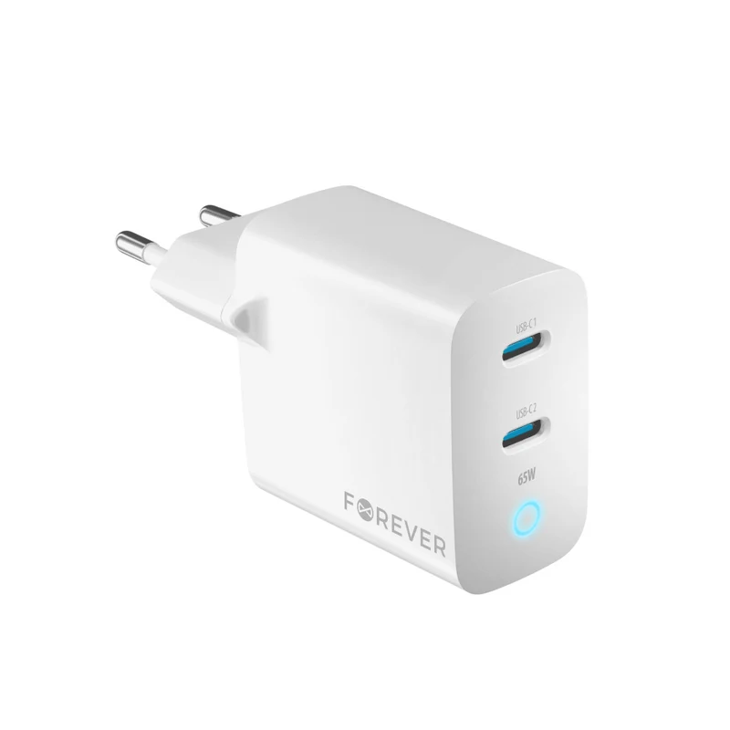 Chargeur Forever TC-06 65W 2x USB-C GaN — Blanc