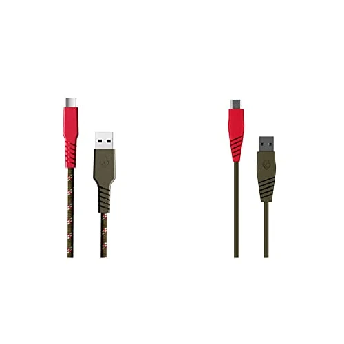 Skullcandy Line+ Braided Charging Cable, USB-C to USB-C - White/Crimson