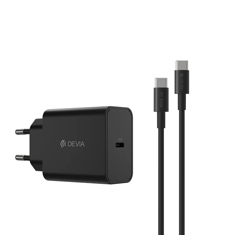Chargeur mural Devia Rocket PD 45W USB-C + câble