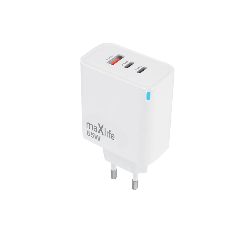 Chargeur Maxlife 65W 2x USB-C 1x USB-A GaN