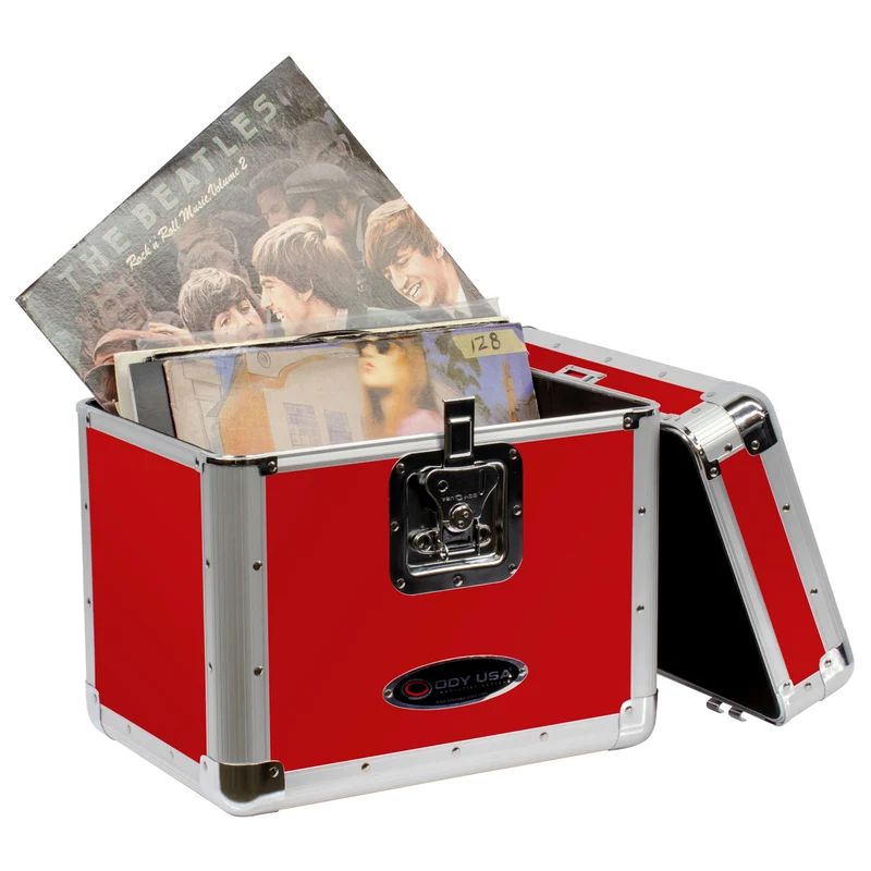 KROM Series Red Stackable Record / Utility Case for 70 12″ Vinyl Records & LPs