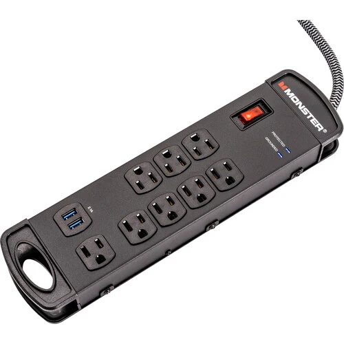 Monster Cable Pro MI 8-Outlet Surge Protector with USB, 15' cord